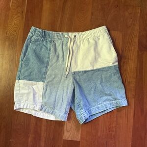 PacSun Blue and White Patchwork Jean Shorts